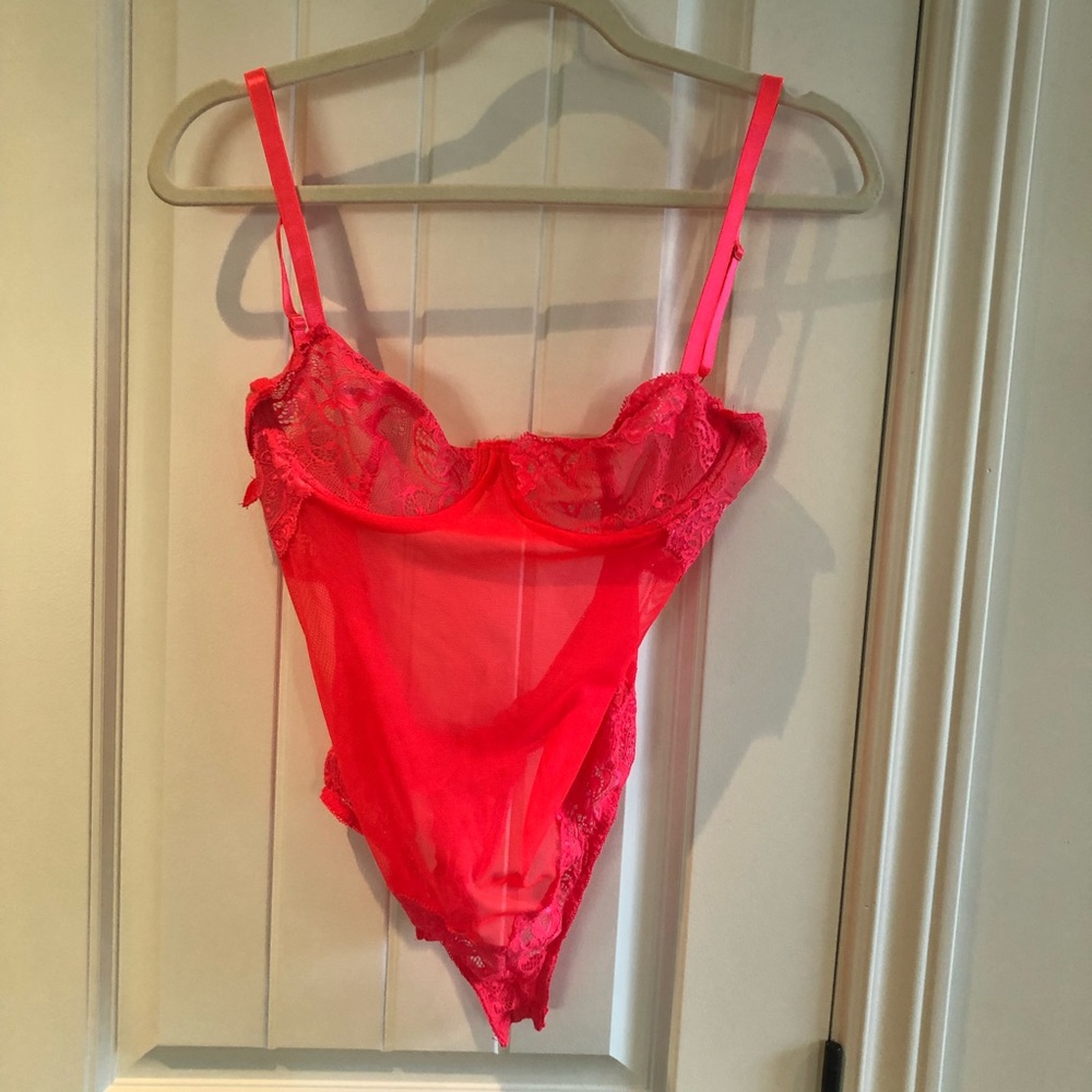 Coral fluo body suit, lingerie